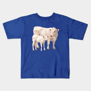 Charolais Cow and Cute Calf Kids T-Shirt